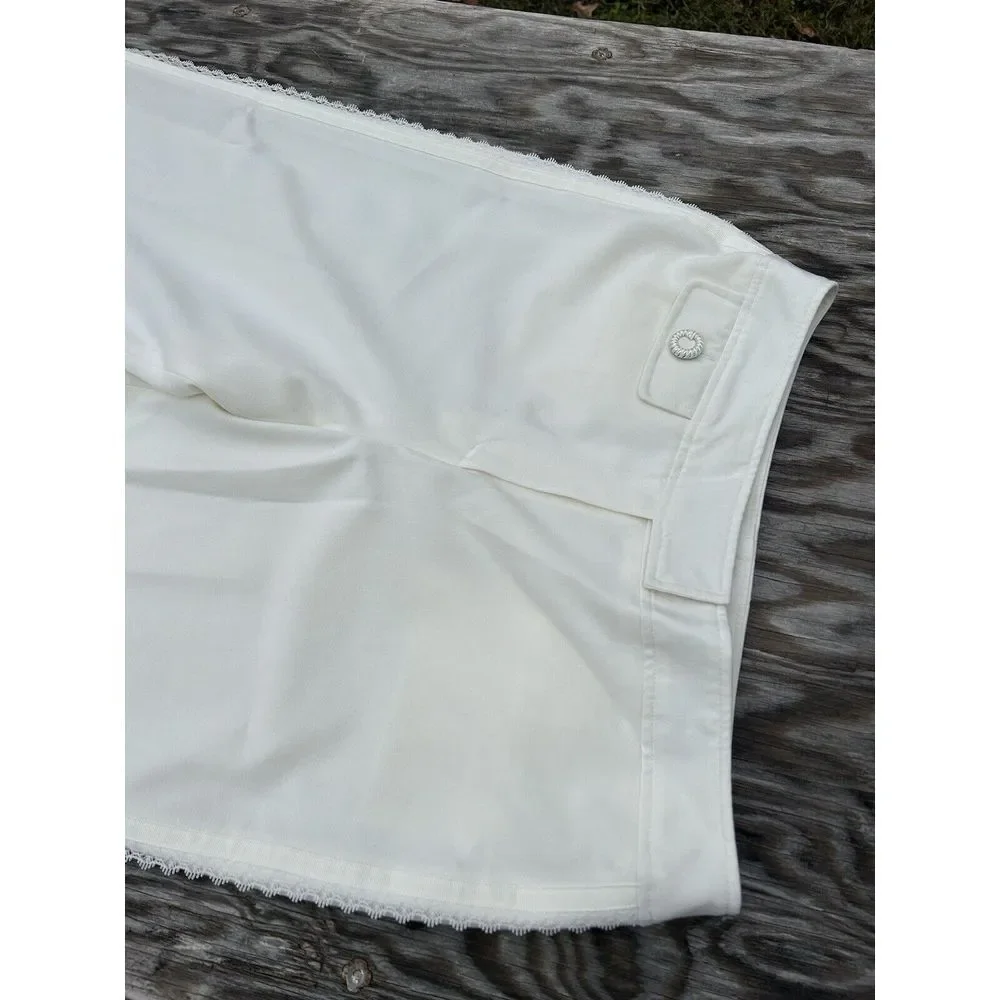 Larry Levine Stretch WOMEN'S Dress White Pants Size 12 Lace Summer Spring‎ Cute